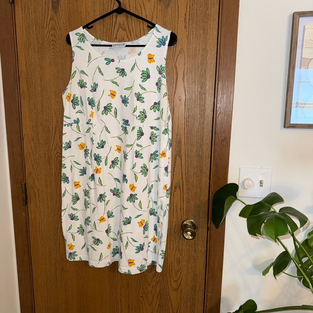 Adorable Vintage Fresh Produce Floral Butterfly Mini Dress - Picture 2 of 5